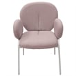 LeisureMod Celestial Fabric Dining Chairs in White Iron Legs Gray