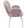 LeisureMod Celestial Fabric Dining Chairs in White Iron Legs Gray