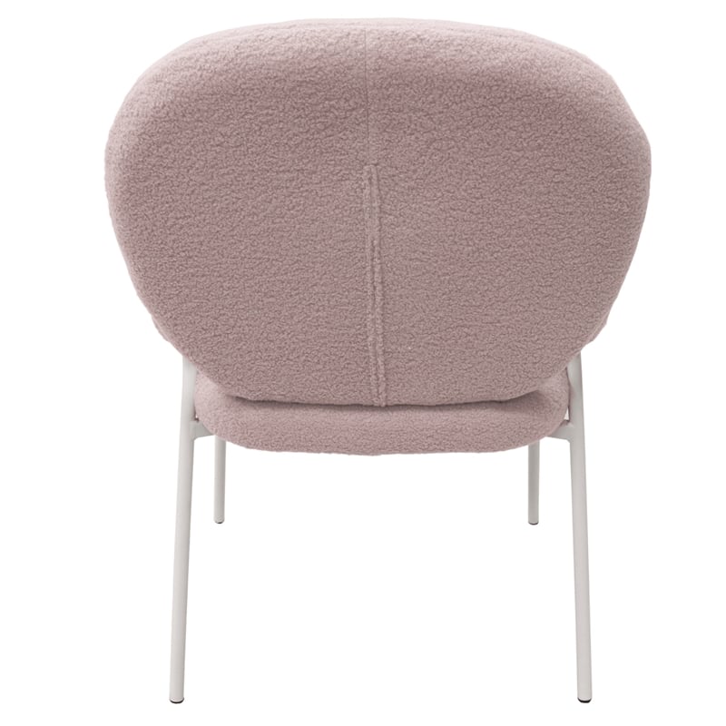 LeisureMod Celestial Fabric Dining Chairs in White Iron Legs Gray