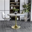 LeisureMod Verve Round Dining Table with Resin Top and Brushed Gold Base 36