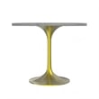 LeisureMod Verve Round Dining Table with Resin Top and Brushed Gold Base 36