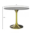 LeisureMod Verve Round Dining Table with Resin Top and Brushed Gold Base 36