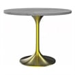 LeisureMod Verve Round Dining Table with Resin Top and Brushed Gold Base 36