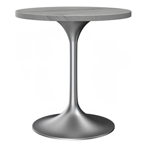 LeisureMod Verve Round Dining Table with Resin Top and Brushed Chrome Base 27&quot