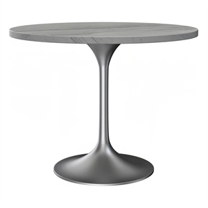 LeisureMod Verve Round Dining Table with Resin Top and Brushed Chrome Base 36&quot