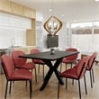 LeisureMod Servos Side Chair in Upholstered Faux Leather Set of 2 Bordeaux