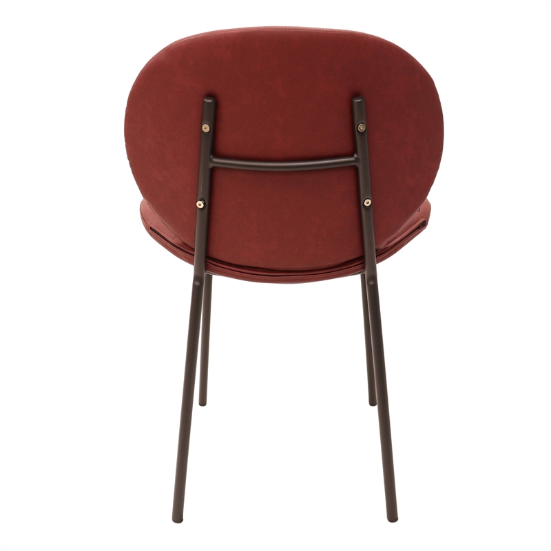 LeisureMod Servos Side Chair in Upholstered Faux Leather Set of 2 Bordeaux