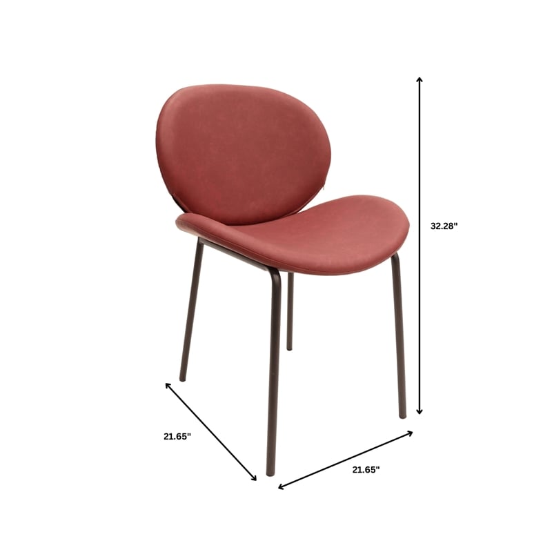 LeisureMod Servos Side Chair in Upholstered Faux Leather Set of 2 Bordeaux