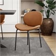 LeisureMod Servos Side Chair in Upholstered Faux Leather Set of 2 Dark Brown