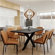 LeisureMod Servos Side Chair in Upholstered Faux Leather Set of 2 Dark Brown