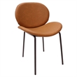 LeisureMod Servos Side Chair in Upholstered Faux Leather Set of 2 Dark Brown