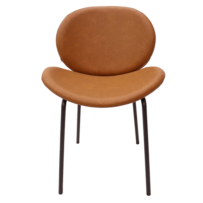 LeisureMod Servos Side Chair in Upholstered Faux Leather Set of 2 Dark Brown