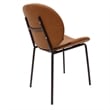 LeisureMod Servos Side Chair in Upholstered Faux Leather Set of 2 Dark Brown