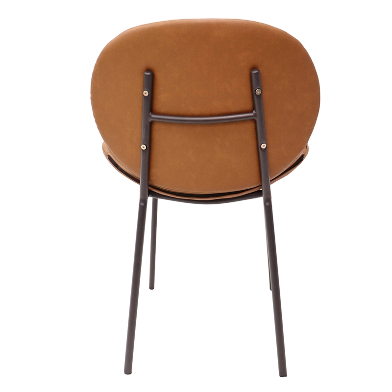 LeisureMod Servos Side Chair in Upholstered Faux Leather Set of 2 Dark Brown