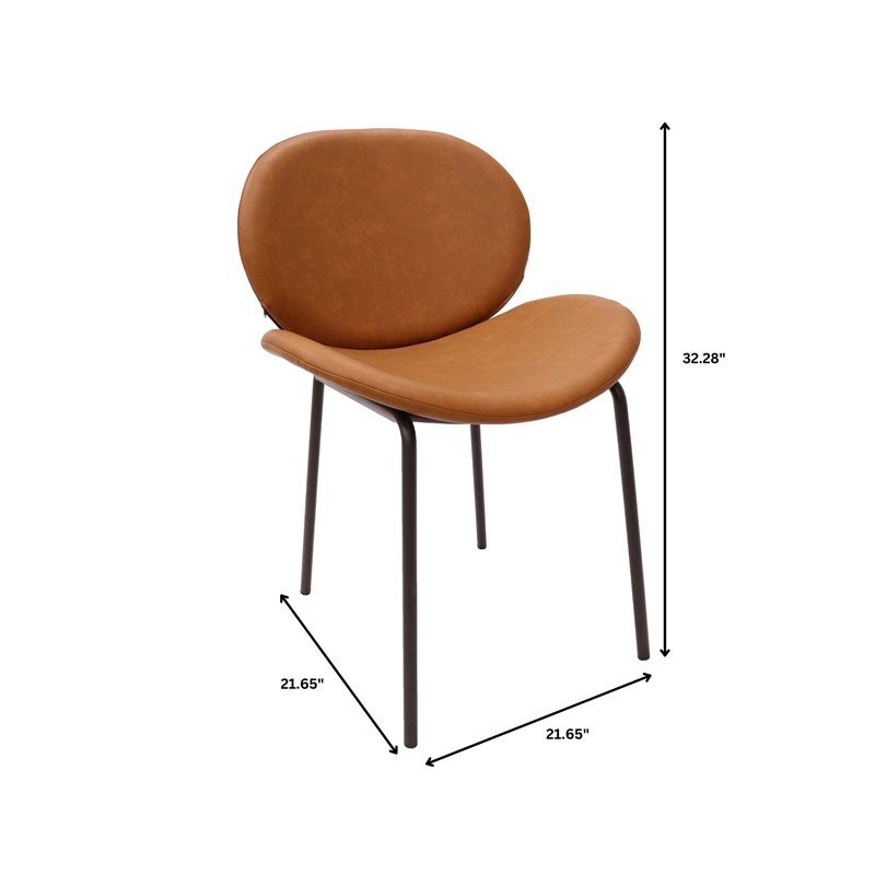 LeisureMod Servos Side Chair in Upholstered Faux Leather Set of 2 Dark Brown