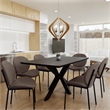 LeisureMod Servos Side Chair in Upholstered Faux Leather Set of 2 Elephant Gray