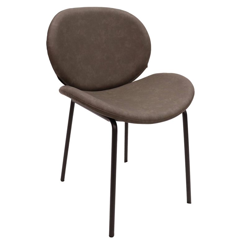 LeisureMod Servos Side Chair in Upholstered Faux Leather Set of 2 Elephant Gray