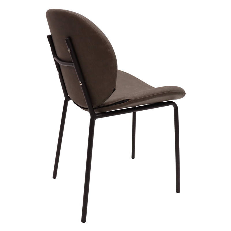 LeisureMod Servos Side Chair in Upholstered Faux Leather Set of 2 Elephant Gray