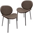 LeisureMod Servos Side Chair in Upholstered Faux Leather Set of 2 Elephant Gray