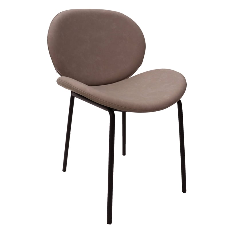 LeisureMod Servos Side Chair in Upholstered Faux Leather Set of 2 Light Gray