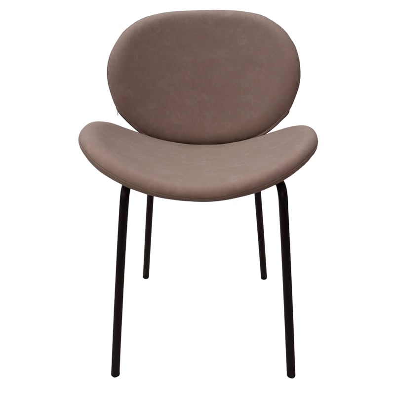 LeisureMod Servos Side Chair in Upholstered Faux Leather Set of 2 Light Gray