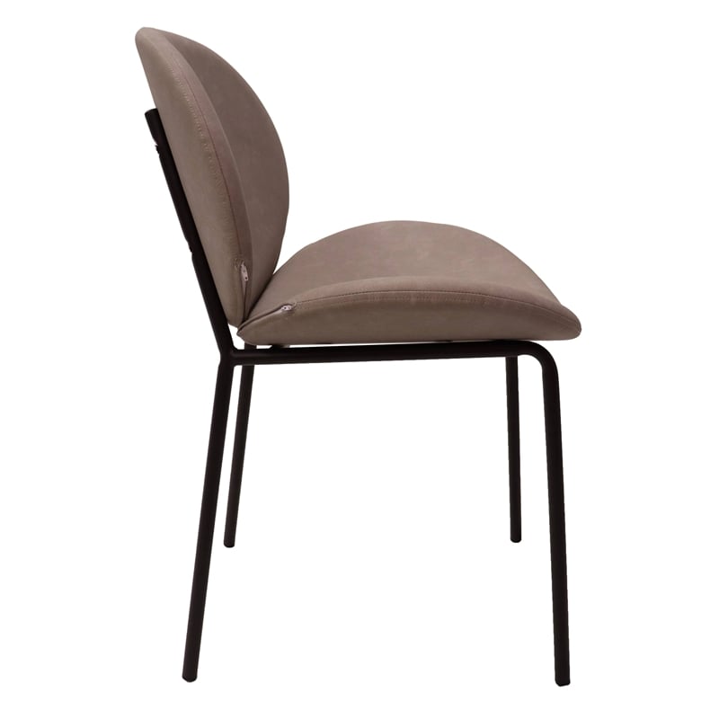 LeisureMod Servos Side Chair in Upholstered Faux Leather Set of 2 Light Gray
