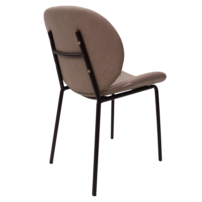 LeisureMod Servos Side Chair in Upholstered Faux Leather Set of 2 Light Gray