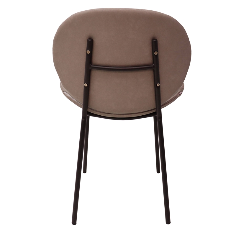 LeisureMod Servos Side Chair in Upholstered Faux Leather Set of 2 Light Gray