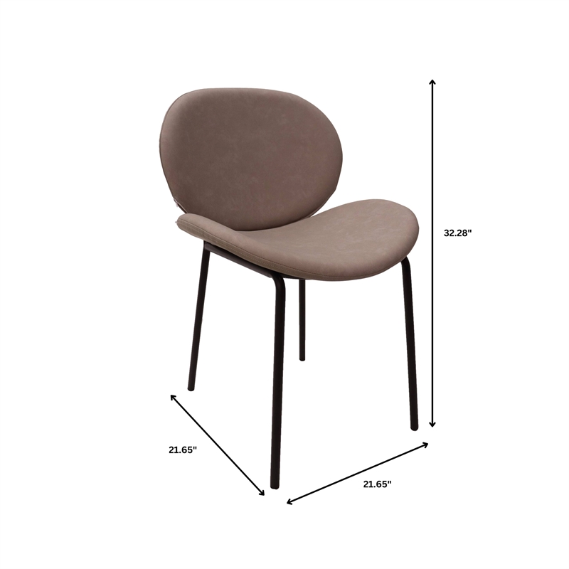 LeisureMod Servos Side Chair in Upholstered Faux Leather Set of 2 Light Gray