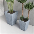 LeisureMod Serene Square Square Planter Set 15 Inch in Gray