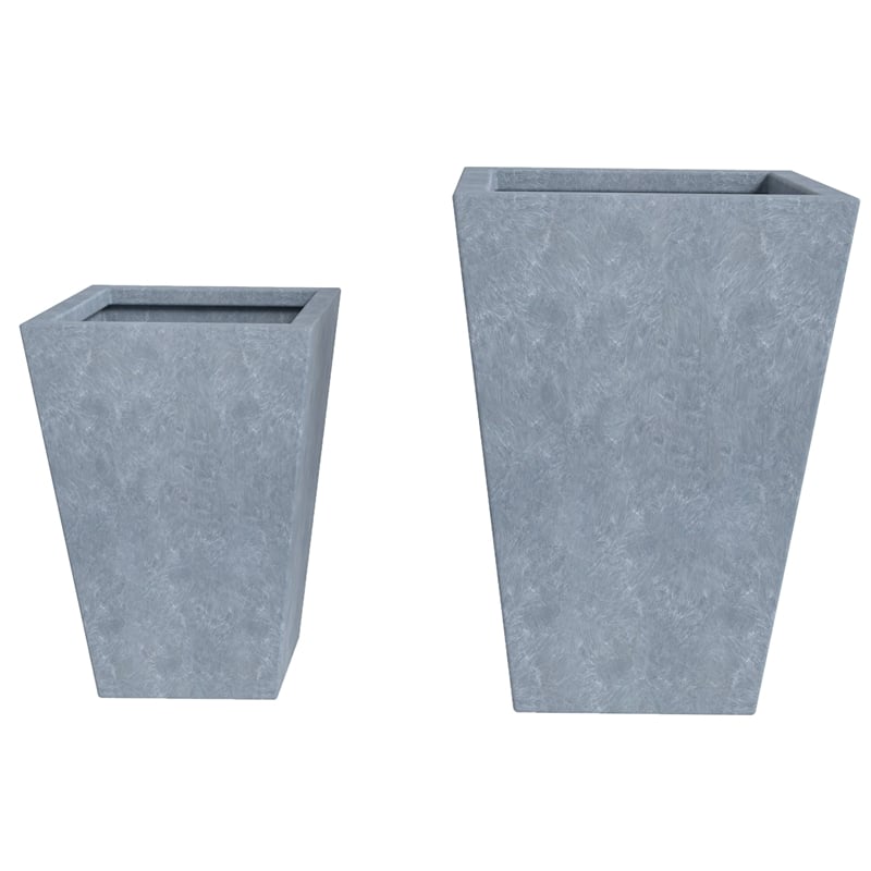 LeisureMod Serene Square Square Planter Set 15 Inch in Gray
