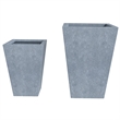 LeisureMod Serene Square Square Planter Set 15 Inch in Gray
