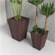 LeisureMod Serene Square Square Planter Set 15 Inch in Brown