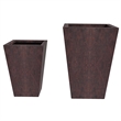 LeisureMod Serene Square Square Planter Set 15 Inch in Brown