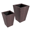 LeisureMod Serene Square Square Planter Set 15 Inch in Brown