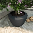 LeisureMod Modern Vessel Fiberstone and Clay Round Planter Black 15