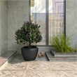 LeisureMod Modern Vessel Fiberstone and Clay Round Planter Black 15