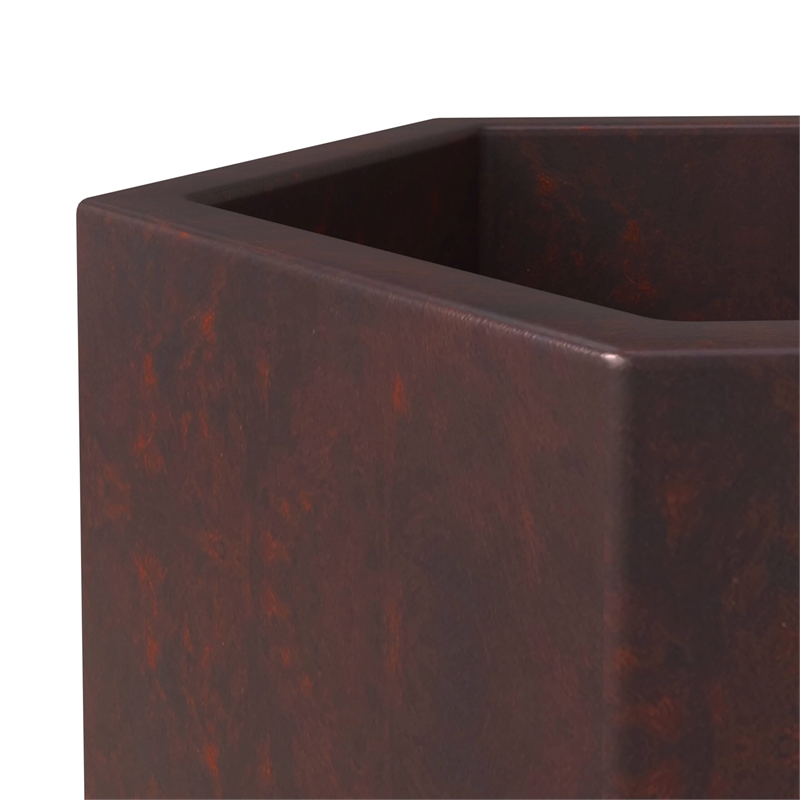 LeisureMod Thicket Indoor Outdoor Hexagonal Planter 11 Inch in Brown