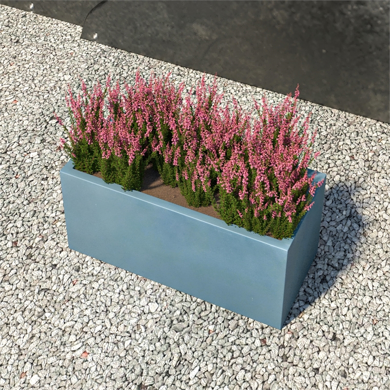 LeisureMod Bloom Rectangular Planter in Fiberstone and Clay Aged Concrete 9