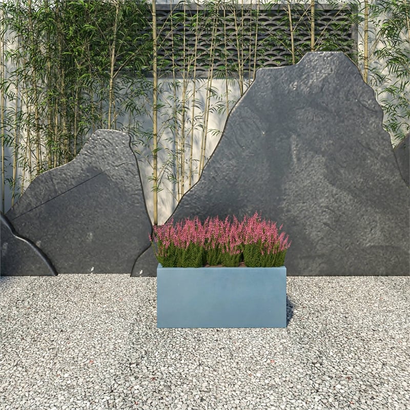 LeisureMod Bloom Rectangular Planter in Fiberstone and Clay Aged Concrete 9