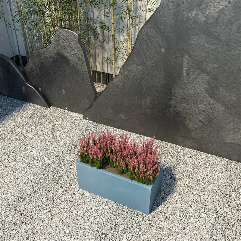 LeisureMod Bloom Rectangular Planter in Fiberstone and Clay Aged Concrete 9