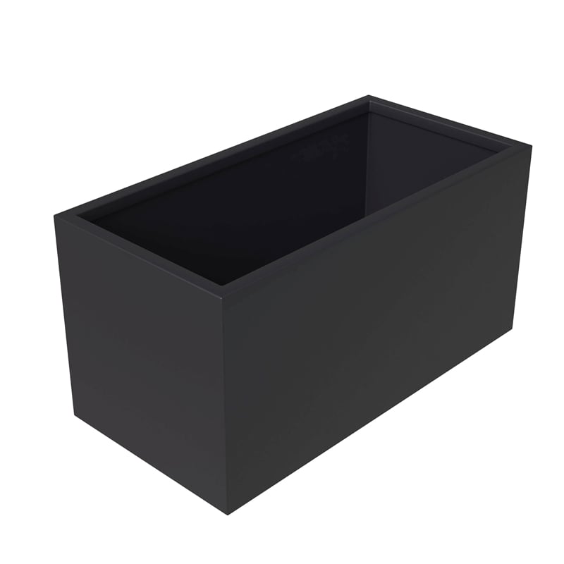 LeisureMod Bloom Rectangular Planter in Fiberstone and Clay Black 12