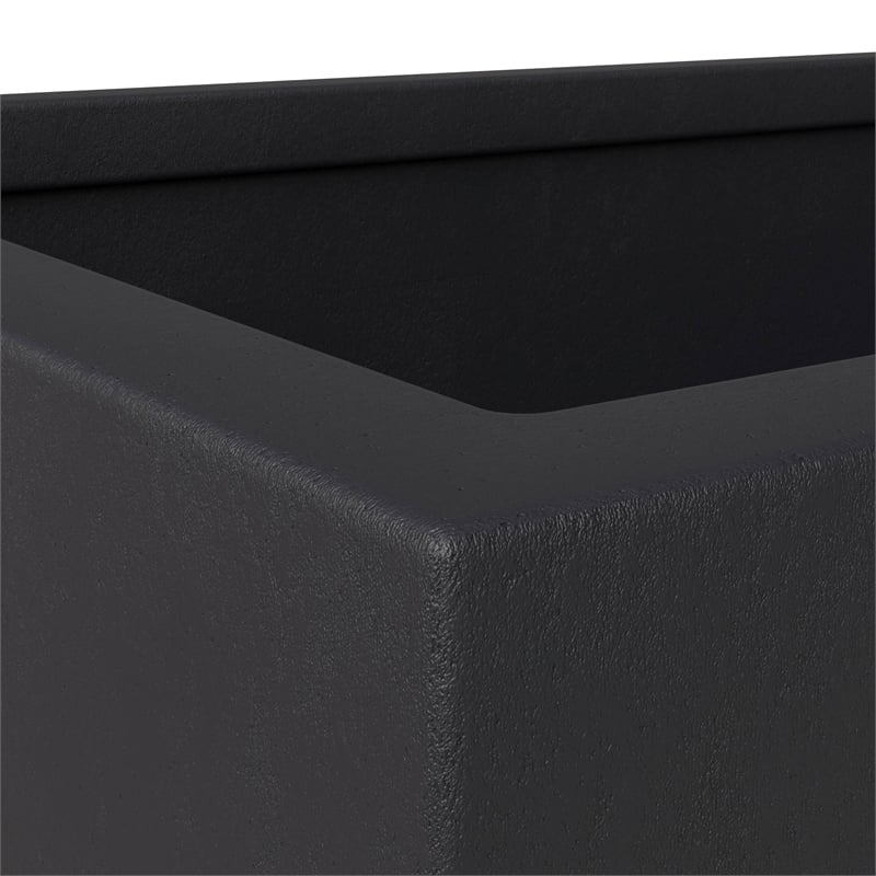 LeisureMod Bloom Rectangular Planter in Fiberstone and Clay Black 12