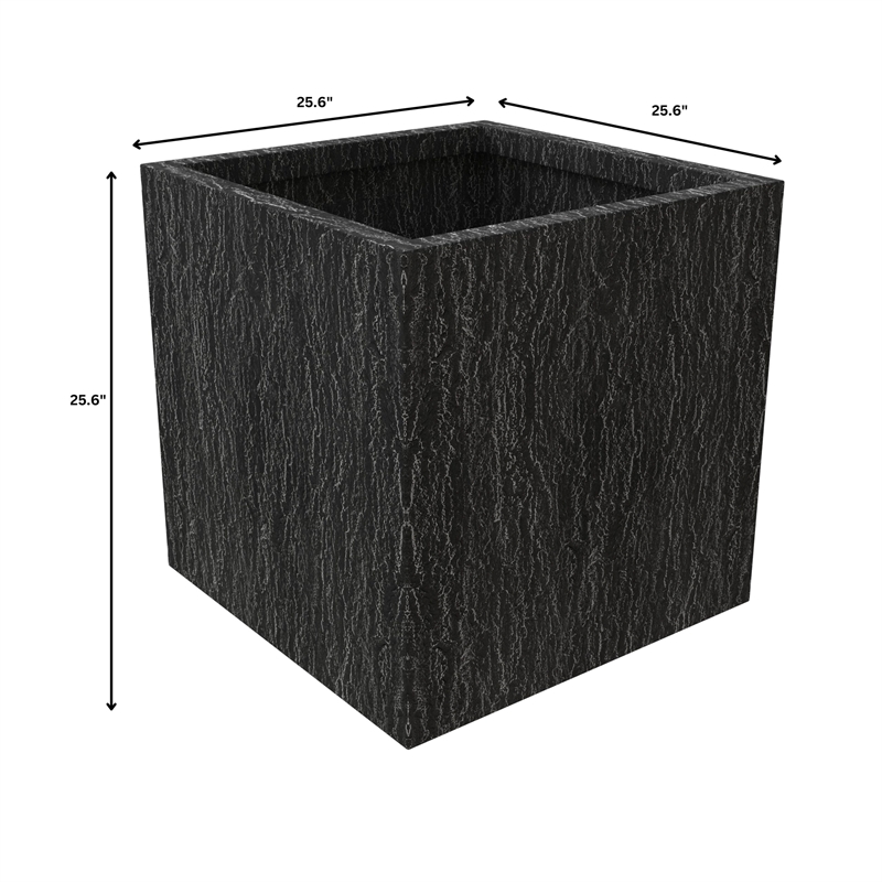 LeisureMod Verdura 3-Piece Indoor Outdoor Square Planter in Black