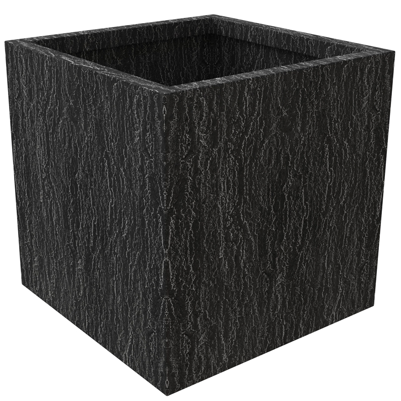 LeisureMod Verdura 3-Piece Indoor Outdoor Square Planter in Black