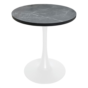 LeisureMod Bristol 27&quot Dining Table MDF Top & White Iron Base Black