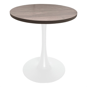 LeisureMod Bristol 27&quot Dining Table MDF Top & White Iron Base Dark Walnut