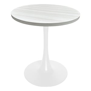 LeisureMod Bristol 27&quot Dining Table MDF Top & White Iron Base Light Natural