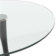 LeisureMod Bristol Round Dining Table with Glass Top & Iron Pedestal Base Black