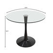 LeisureMod Bristol Round Dining Table with Glass Top & Iron Pedestal Base Black